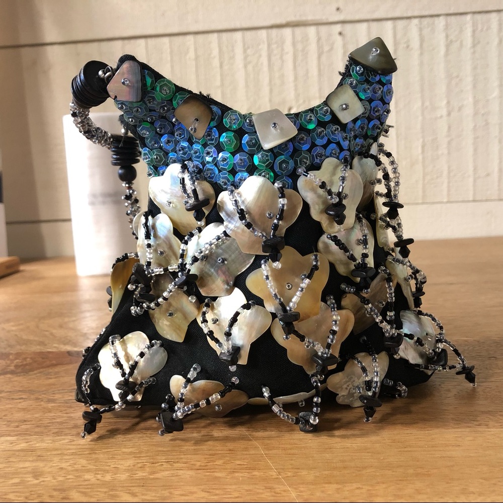 Festive Tiny Bag Abalone Shells Iridescent Beads … - image 4